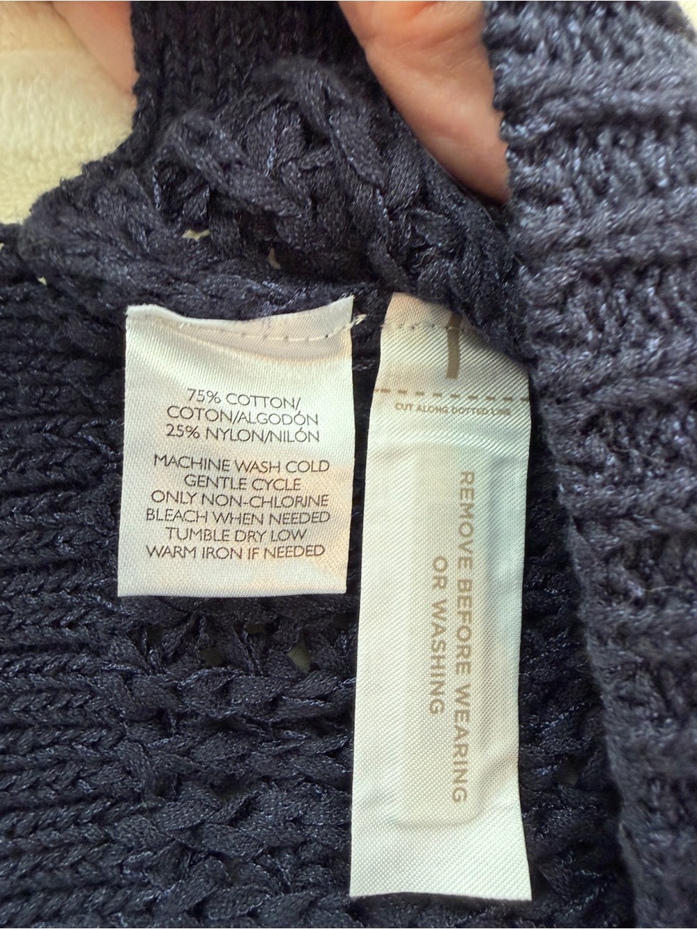 LOFT Navy Open-Knit Boatneck Sweater. Size Small - Picture 5 of 8